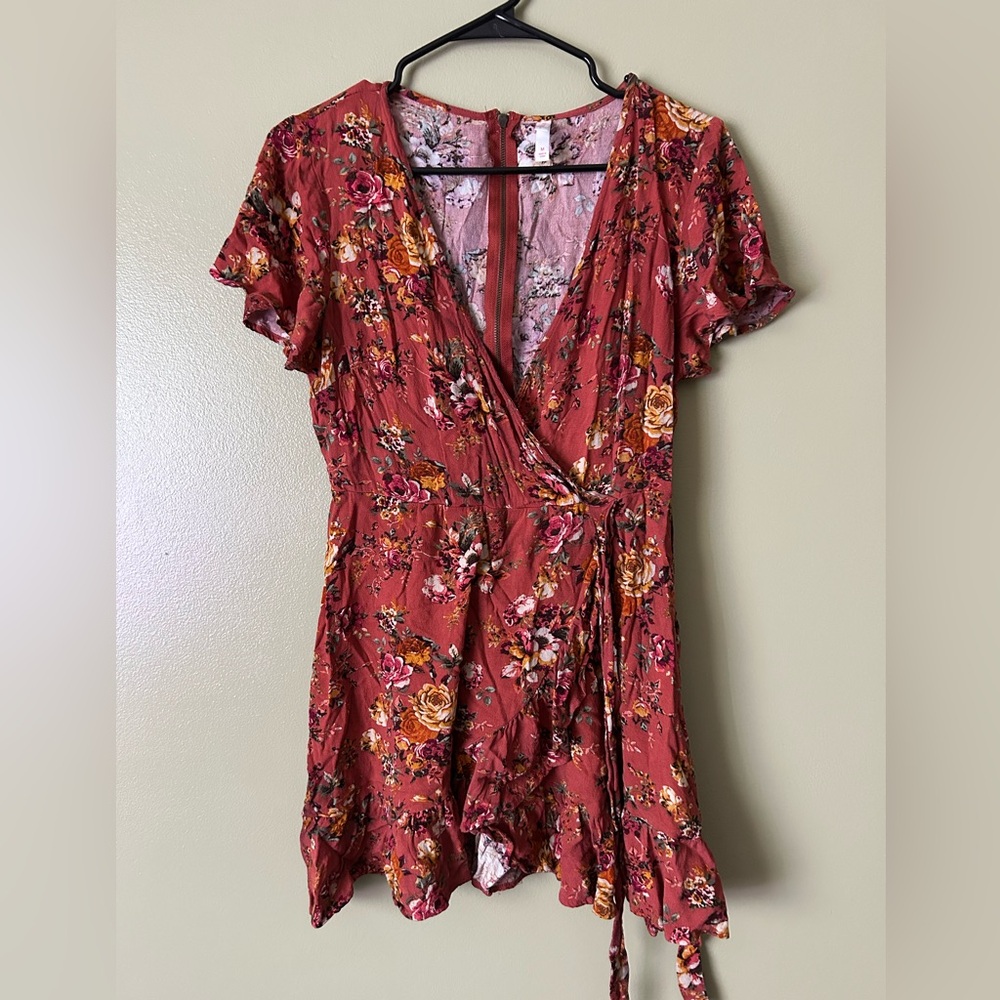 Red/Pink Floral Romper
